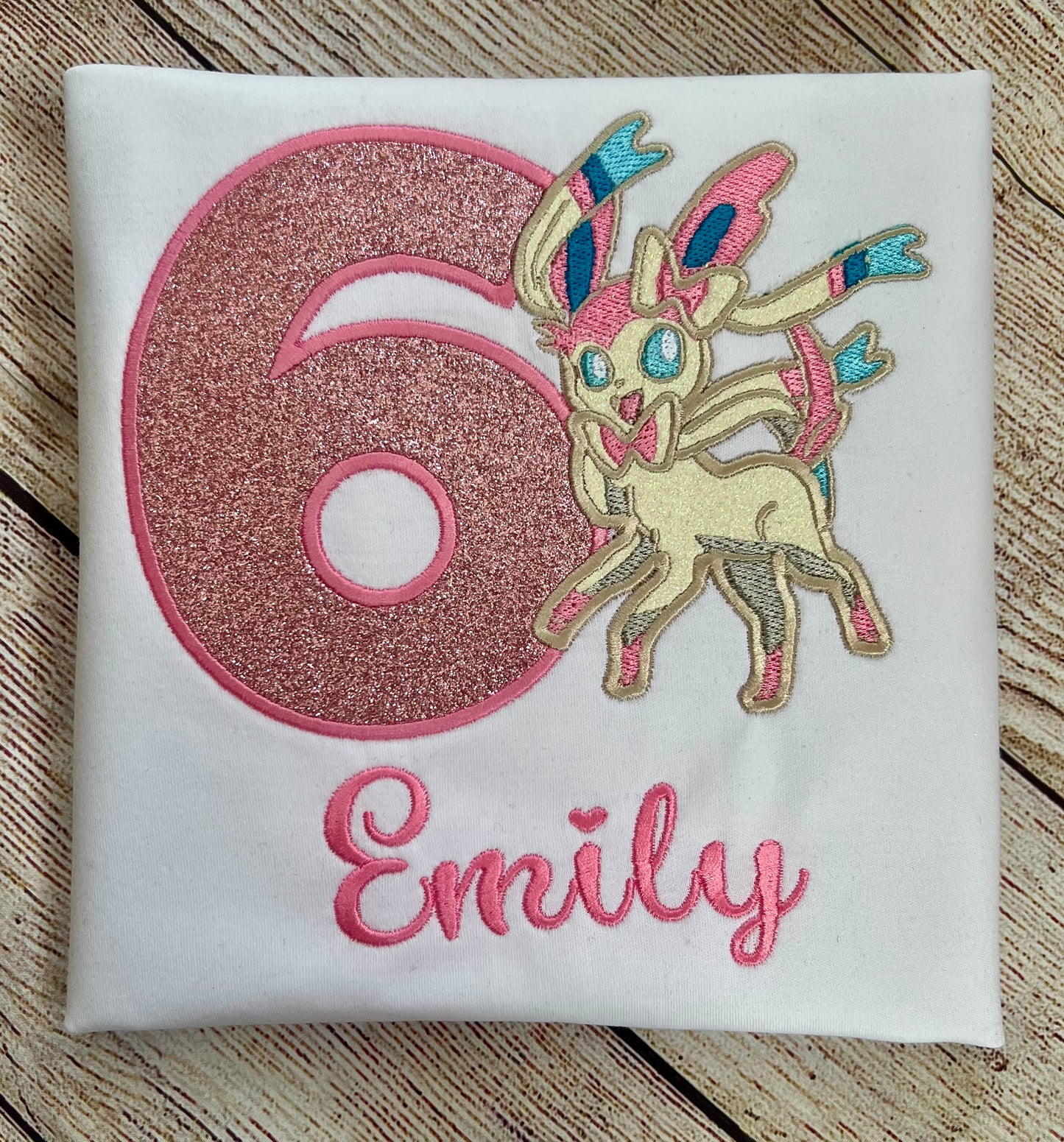 Embroidered Birthday Girl T-Shirt Pokemon Sylveon Custom Embroidered Birthday Girl T-Shirt.