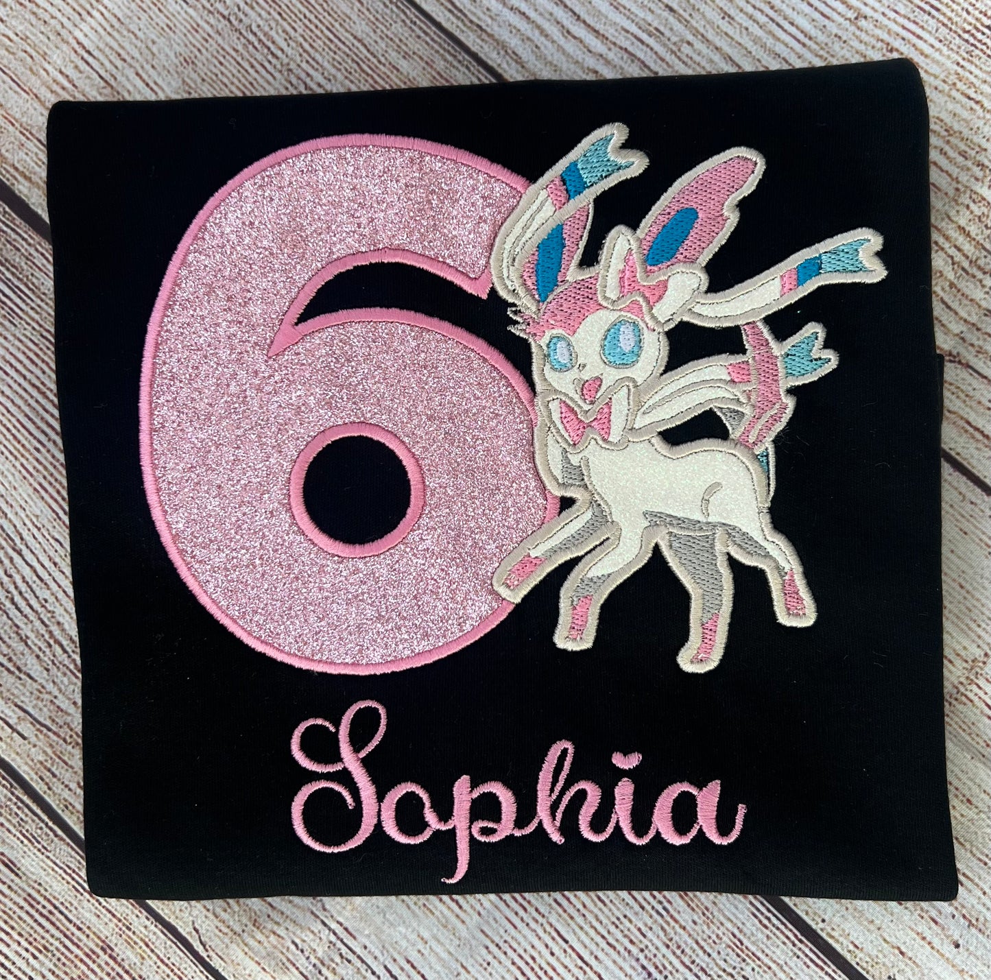 Embroidered Birthday Girl T-Shirt Pokemon Sylveon Custom Embroidered Birthday Girl T-Shirt.