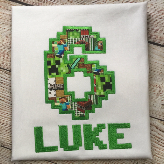Embroidered Birthday video game T-Shirt, Custom Personalized Birthday T-Shirt For Boys