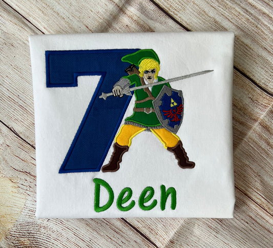 Embroidered  Birthday Boy T-Shirt Inspired Zelda  Custom Embroidered  Zelda Birthday Boy T-shirt.