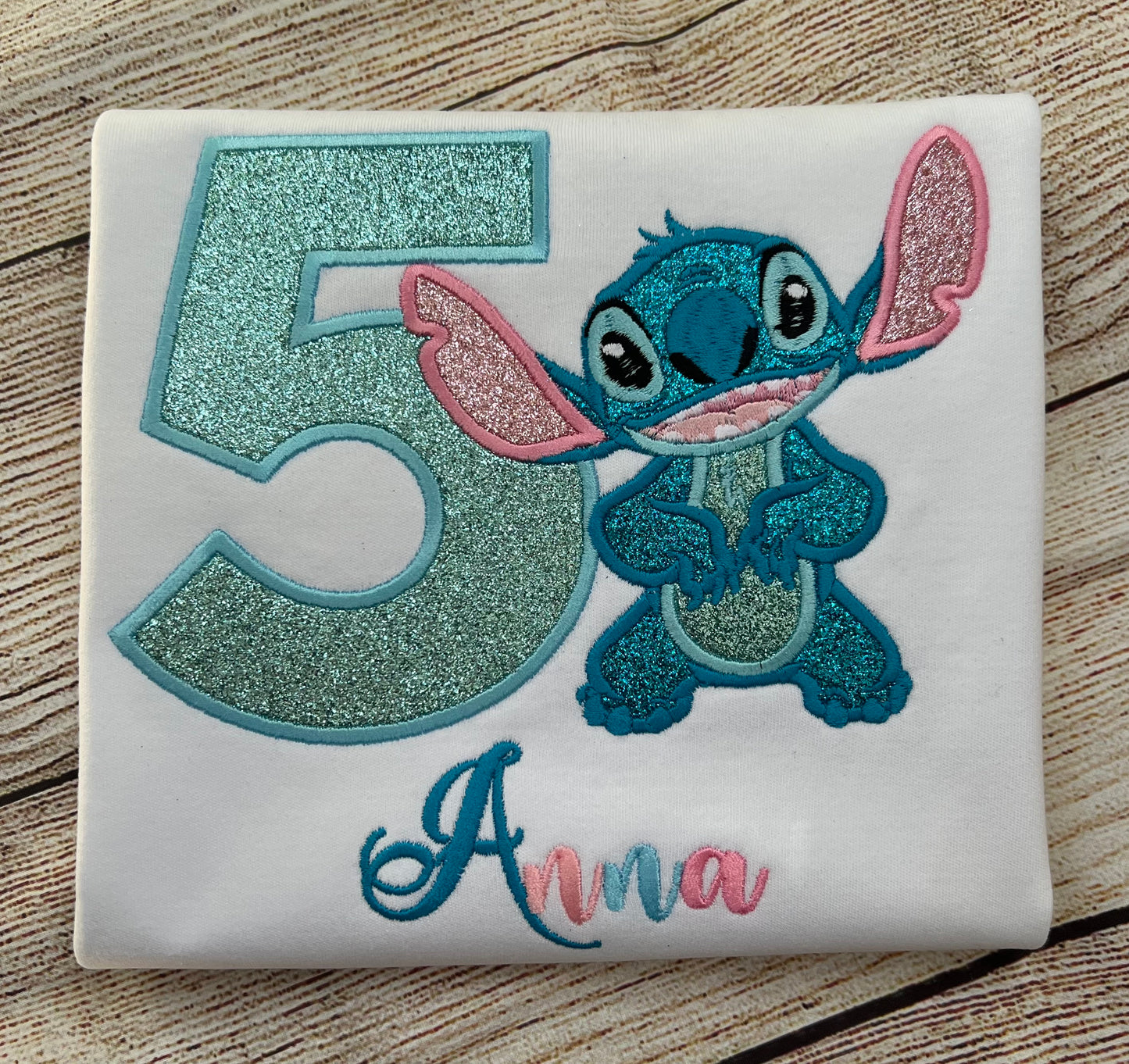 Stitch Inspired Embroidered Birthday Girl T-Shirt, Stitch Custom Embroidered Birthday Girl T-Shirt.